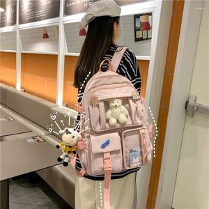 バックパックTINYAT KAWAII NYLON女性ファッションティーンガールズスクールバッグのための防水リュックサックかわいい学生ブックバッグ旅行モキラ