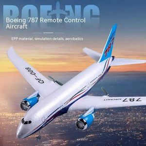 Aircraft Modle 2.4G RC Boeing 787 Glider QF008 Electric Remote Control Three Channel Fixed Wing Aircraft Children Passenger Jet Aircraft Model Toy S2452022