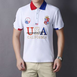 polo shirt men Polo shirt men's short sleeved Los Angeles God Power Emperor Brave Victory Free White Eagle pure cotton embroidery