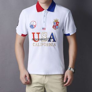 Polo Shirt Men Polo Shirt Męskie Męskie Los Angeles God Power Cesarz Brave Victory Free White Eagle czyste bawełniane haft haft