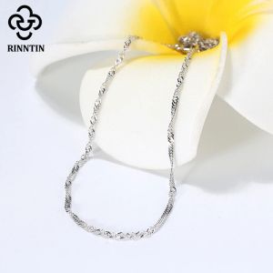 Rinntin 14K Gold 925 Sterling Silver 1.5mm Twisted Singapore Rope Chain Diamond-cut Thin Basic Necklace for Women Jewelry SC02