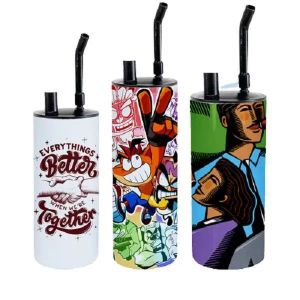 15 Unzen 20oz mit Rohrlid -Sublimation Rauchen aus Edelstahl gerade Tumbler Doppelwand Vakuumstreifen Tasse 0521