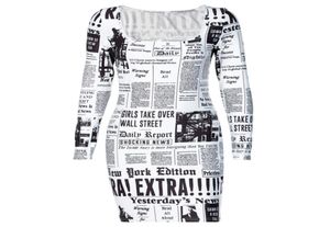 Женская газетная газета с печатным платье на улице в полной длине обычная рукава без бретелек с высокой талией мини -платье 806296