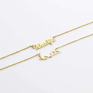 Personalized Custom Name Gold Color Customized Nameplate Pendant Necklace For Women Men New Year Christmas Gift
