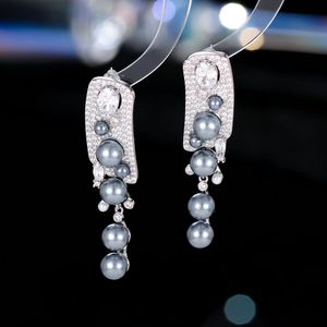 디자이너 프렌치 레트로 귀 궁전 팰리스 스타일 고급 여성 지르콘 진주 귀걸이를위한 우아한 기질