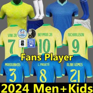 2024 Brazils Soccer Jersey NEYMAR JR Brasil CASEMIRO National Team G.JESUS P.COUTINHO Home Away Men Kids L.PAQUETA T.SILVA PELE MARCELO VINI JR Football