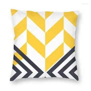 Pillow Modern Geometric Pattern Yellow Black Cover 40x40 Decoration 3D Print Abstract Throw For Car Two Side