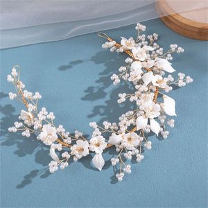 Hair Clips Handmade Ceramic Flower Headband Non-slip Accessories Woman Headdress For Styling Tools