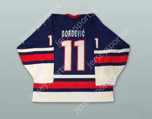 Custom Dordevic 11 Jugoslavia Navy Blue Hockey Jersey Top Shinked S-M-L-XL-XXL-3XL-4XL-5XL-6XL