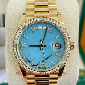 Serie di vendita calda orologio da 36 mm a doppia fibbia Sistema impermeabile a doppio impermeabile 128348 Blue Sky Blue Dial 3255 MOVIMENTO MACCHINE AUTOMATICA 18K Gold banda