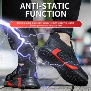 Lätt komfort säkerhetsskor män stål tå arbetsskor sneakers anti-smashing stål tå skor oförstörbara säkerhetsstövlar