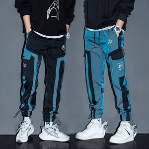 Hip Hop Streetwear Joggers Pants Men Student Casual Cargo Pant Spodni High Street Elastic Talia luźna laser harem pant chłopcy 240517