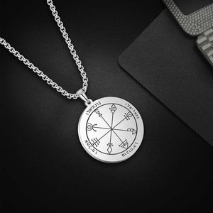 Solomon Pentagram S Fortune Seal Pendant Halsband Män kvinnor Vintage Rostfritt stål Lucky Amulet smycken Födelsedagspresent