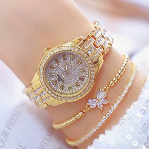 Frau Uhren 2021 berühmte Top -Kleid Gold Diamant Golden Clock Quarz Damen Armbanduhr 2345