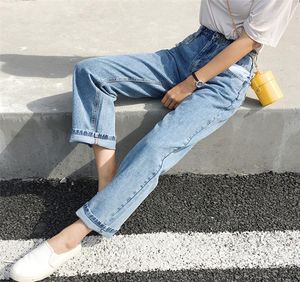 Frauen Jeans Jeans Denim Casual Vintage Korean Style Blue High Taille Hosen für Damen Grils Knöchel Länge Jeans4897264