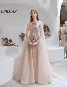 Party Dresses Cermae High Quality Strapless Shawl Evening Gown A-Line Prom Champange Formal For Women 2024 Po Factory Price