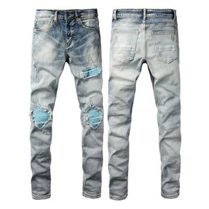 Amri Designer Amrir Purple Brand Ksubi Jeans Paint Amiriri for Mens Jnco Jeans Wyżywia High Street Dżinsy Masowe marka męska Przełomowe przyciąganie wzroku Blue Patch Begaga