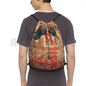 Backpack Konya Central Anatolian Prayer Rug Drawstring Bag Riding Climbing Gym Vintage Carpet Persian Tribal