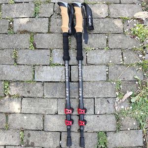 2Pcs Ultralight Trekking Poles Hiking Canes Folding Carbon Fiber Pole Nodic Walking Sticks L2405