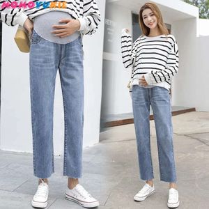 Vintgae Washed Denim Maternity Jeans for Pregnant Women Clothes Elastic Waist Belly Loose Pants Pregnancy Clothing clothe L2405