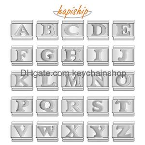 Charms Hapiship 2024 Women Girls English A-Z 26 Letters Charm Italian Links Fit 9Mm Bracelet Stainless Steel Diy Making Jewelry Dj1132 Ots8I