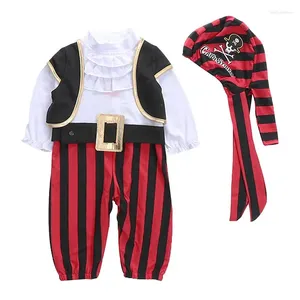 Set di abbigliamento con berretto di berretto rosso cavaliere pirata di halloween costume turista tuta a strisce per bambini abiti per bambini abiti per bambini 3-15 m