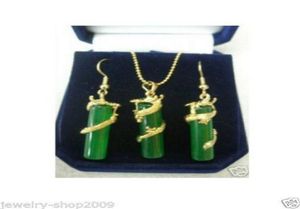 Costume Jewelry Green jade dragon necklace pendant earring setsltltlt6882879