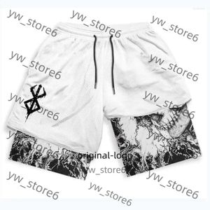 Anime Short Men's Shorts 2 In 1 Gym Compression Stretchy Anime Sports Quick Dry Fitness Workout Summer Berserk Short e70f