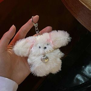 3PCS Heart Plush Rabbit Keychain Cute Cartoon Keyring Charm for Backpack Handbag Bag Chain Doll Key Pendant 003c70