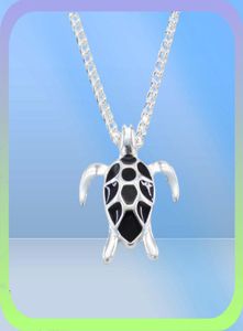 Mody mini czarny szkliwa żółw morski Naszyjnik Link Łańcuch Animal Wedding Ocean Beach Biżuteria Piękne żółwie naszyjniki 265S9092179