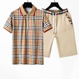 Herren Trailsuits Kurzarm Set Herren Frühling/Sommer New Checker Casual Hosen Polo Set Fashion Herren Sport Stretch Designer T -Shirt