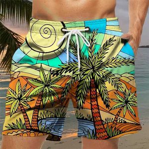 Men's Shorts Mens Loose Beach Shorts Drawstring Quick Dry Coconut Tree Shorts For Summer Women Men 3D Print Casual Oversized Sport Shorts J240522