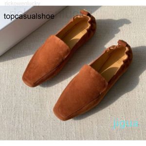 Toteme ayakkabıları kadın tasarımcı loafers ayakkabıları katlanabilir seyahat deri mükemmel süet boyutu 35-40