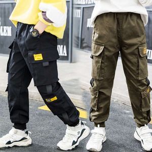 Children Cargo Green Spring Autumn Cotton Boys Trousers Casual Kids Sport Jogger Pants Teenage Clothes For 110-170cm L2405