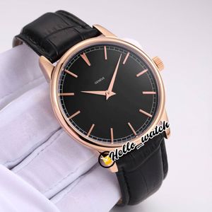 Ny Traditionelle 43075 000R-B404 43075 Asian 2813 Automatisk herrklocka Rose Gold Case Black Dial Leather Strap Gents Watches Hello Wa 248Z