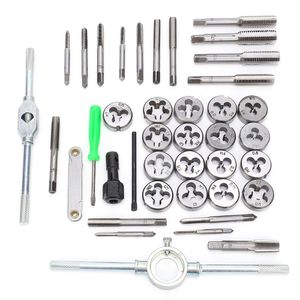 40Pcs Metric Hand Tap and Die Set M3-M12 Screw Thread Plugs Straight Taper Reamer Tools Wrench Threading Hand Tools