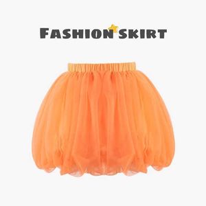 Saias de verão mini saia tutu curta para meninas crianças novas moda exuberante malha tule skirt roupas infantis feminino de 2 a 8 anos de idade y240522
