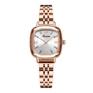 Retro Series Heartbeat Stainless Steel Band Quartz Womens Watches Square Dial Ladies Watch Brilliant Light Wristwatches 259o