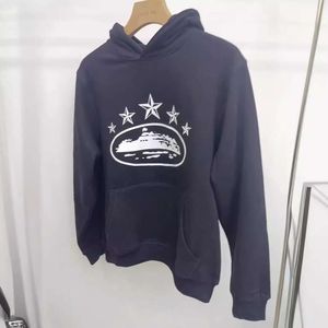 Devil's Island Five Star Steamship Print Lose Hooded Sweater Street Sports Casual Set Trendia