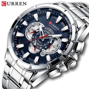 Curren Wrist Watch Men Cronograph Military Exército Militar de aço inoxidável Relógio masculino Top Brand Luxury Man Sports Sports 8363 220329 343x