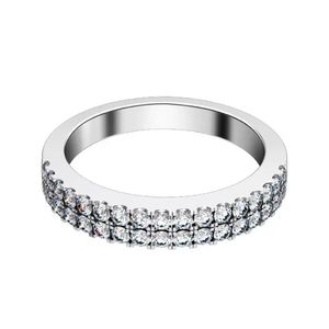 Clusterringe Florid Schmuck Mikro gepflastertes Band Ring Solid 925 Sterling Silber Engagement Weißgold Farbe Prmoise 312z