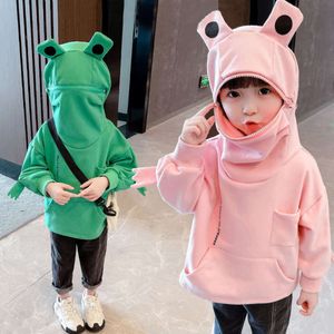 Baby New Sweatshirts Spring Autumn Children's Loose Clothing Kids Frog Hooded Long-Sleeved Cute Cartoon Wind Pullover Top 1-6Y L2405 L2405