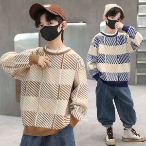 Pojkar 2023 Ny koreansk stil vinterhöst pullover casual tröjor 6-13 år TeeAnge Trend OutfitSbase Shirts Children kläder L2405