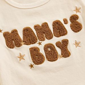 Kläder sätter ginevsal baby pojke sommarkläder mamas brev broderi kort hylsa crewneck t-shirt småbarn set 2st