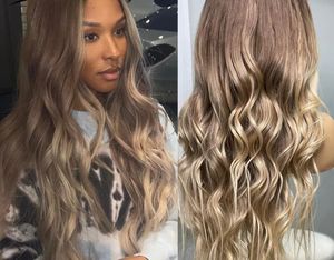 Highlight White Blonde Lace Front Wig Human Hair Ombre Ash Brown 13x4 HD Lace Frontal Wigs Glueless Wigs Peruvian Human Hair