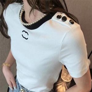 Womens Luxury T Shirt Designer for Women Shirts Letter and Dot Fashion Tshirt with Embroidered Letters Summer Short Sleeved Tops Tees