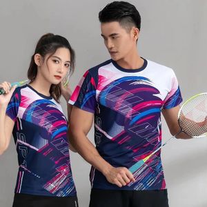 Homens Menino Badminton Tennis Uniform Tops Tops de tênis de tênis de tênis de tênis de mangas curtas Casais de secagem rápida Ping ping pong
