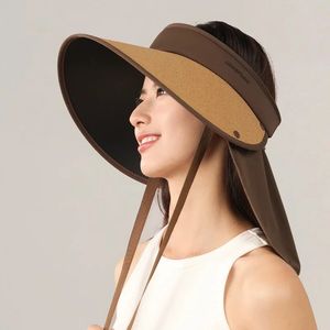 Womens Summer Straw Hat Female Outdoor Beach Sun Hat Travel Vacation Empty Top Uv Protection Visor Hat Fashion Sunscreen Caps 240522