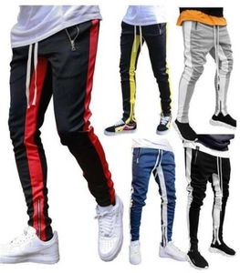 Mens Joggers zipper Casual Pants Fitness Sportswear Tracksuit Bottoms Skinny Sweatpants Trousers Black Gyms Jogger Stacked Pants Y3875090