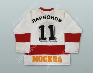 Anpassad Igor Larionov 11 CSKA Moskva White Hockey Jersey Top Stitched S-M-L-XL-XXL-3XL-4XL-5XL-6XL